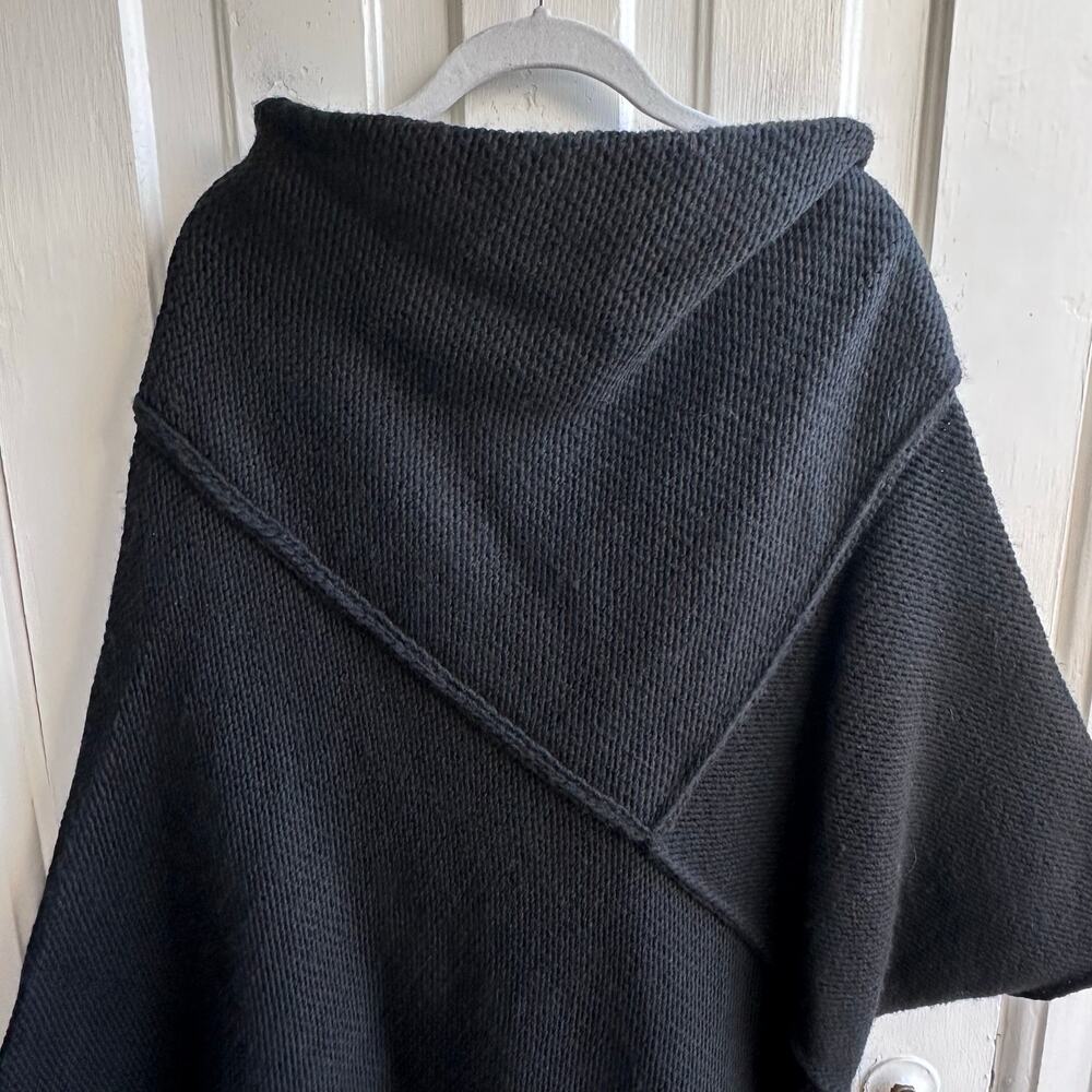 Marcella Black Asymmetrical Knit Poncho Sweater - Picture 3 of 6